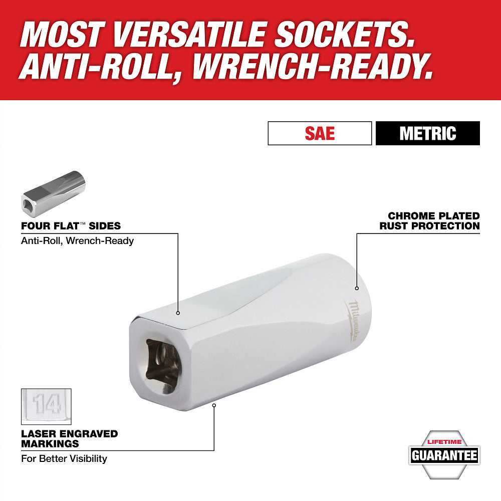Milwaukee 48-22-9490 242pc. 1/4”, 3/8”, & 1/2” Drive Metric & SAE Ratchet & Socket Set with Trays for PACKOUT™ Drawers