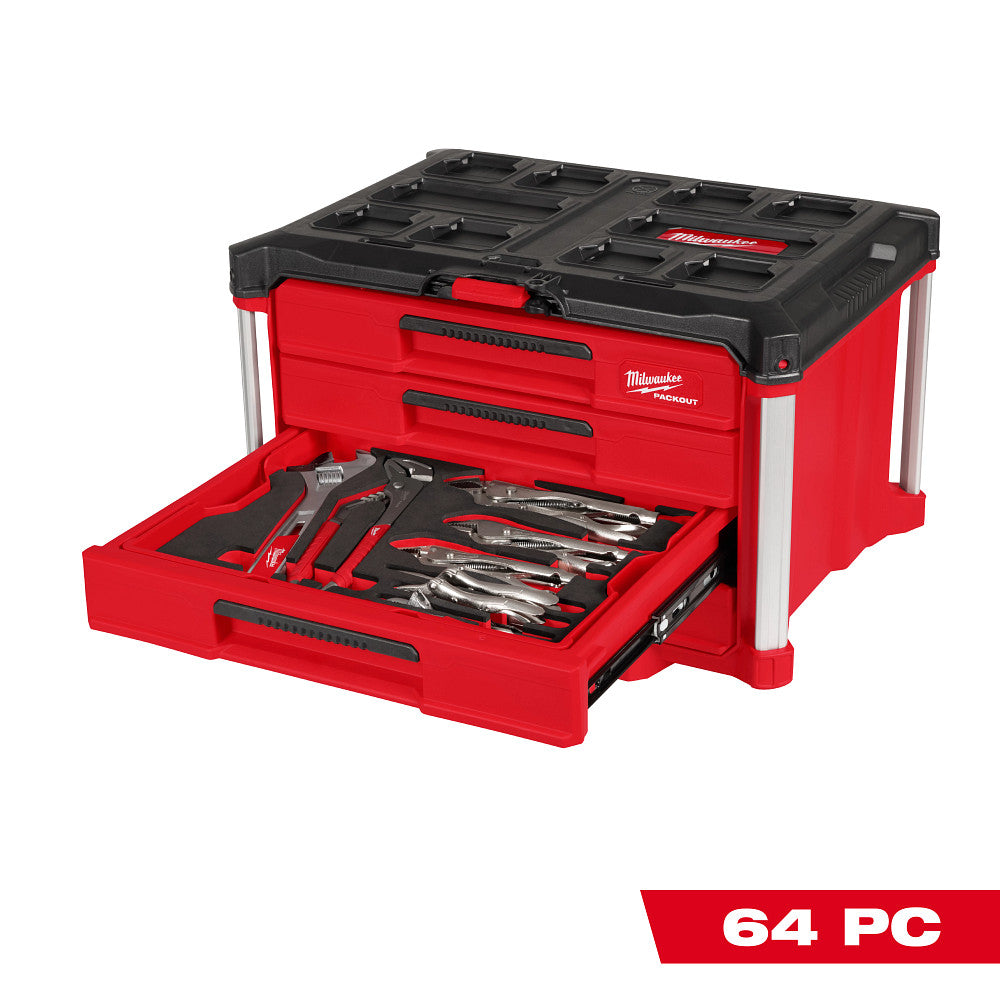 Milwaukee 48-22-9493 64pc. Hand Tool Set with PACKOUT™ 4 Drawer Tool Box