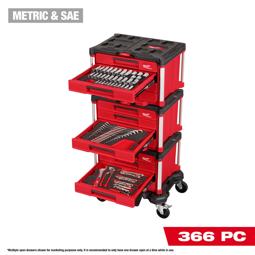 Milwaukee 48-22-9495 366pc. Master Mechanics Hand Tool Set with PACKOUT™ Drawers and Dolly