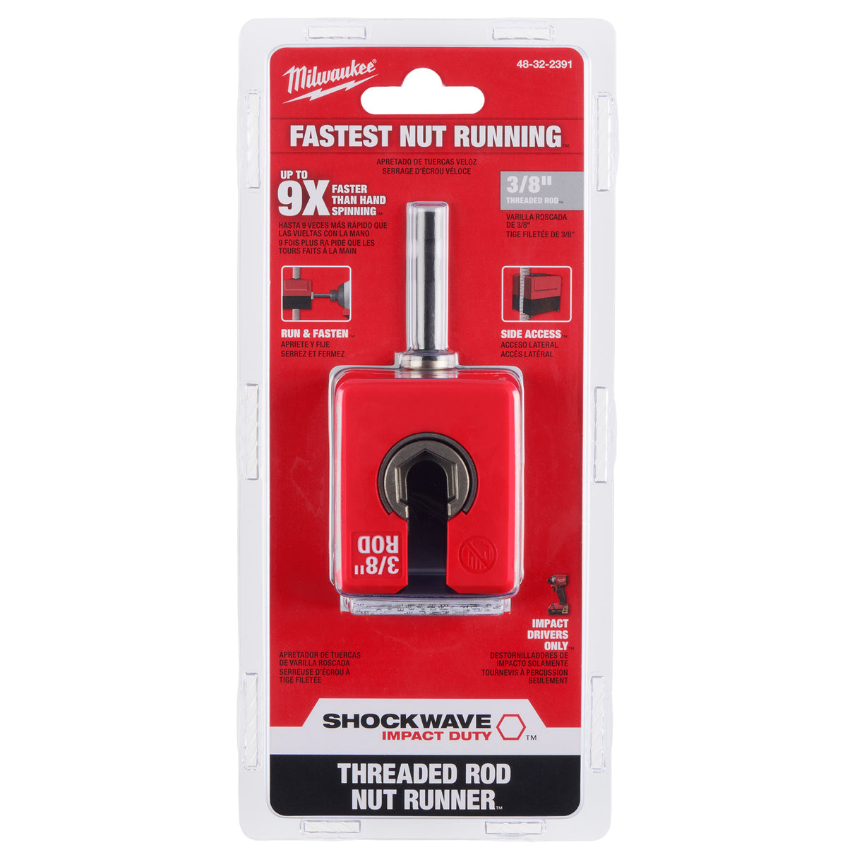 Milwaukee 48-32-2391 SHOCKWAVE™ Impact Duty 3/8" Threaded Rod Nut Runner