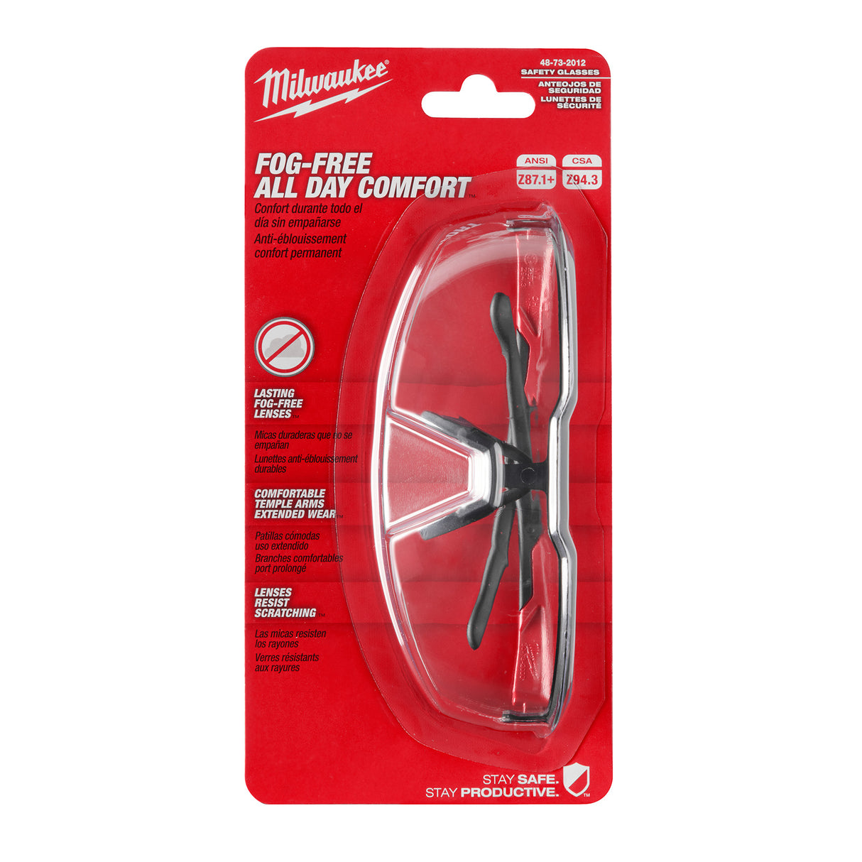 Milwaukee 48-73-2012 Safety Glasses - Clear Fog-Free Lenses