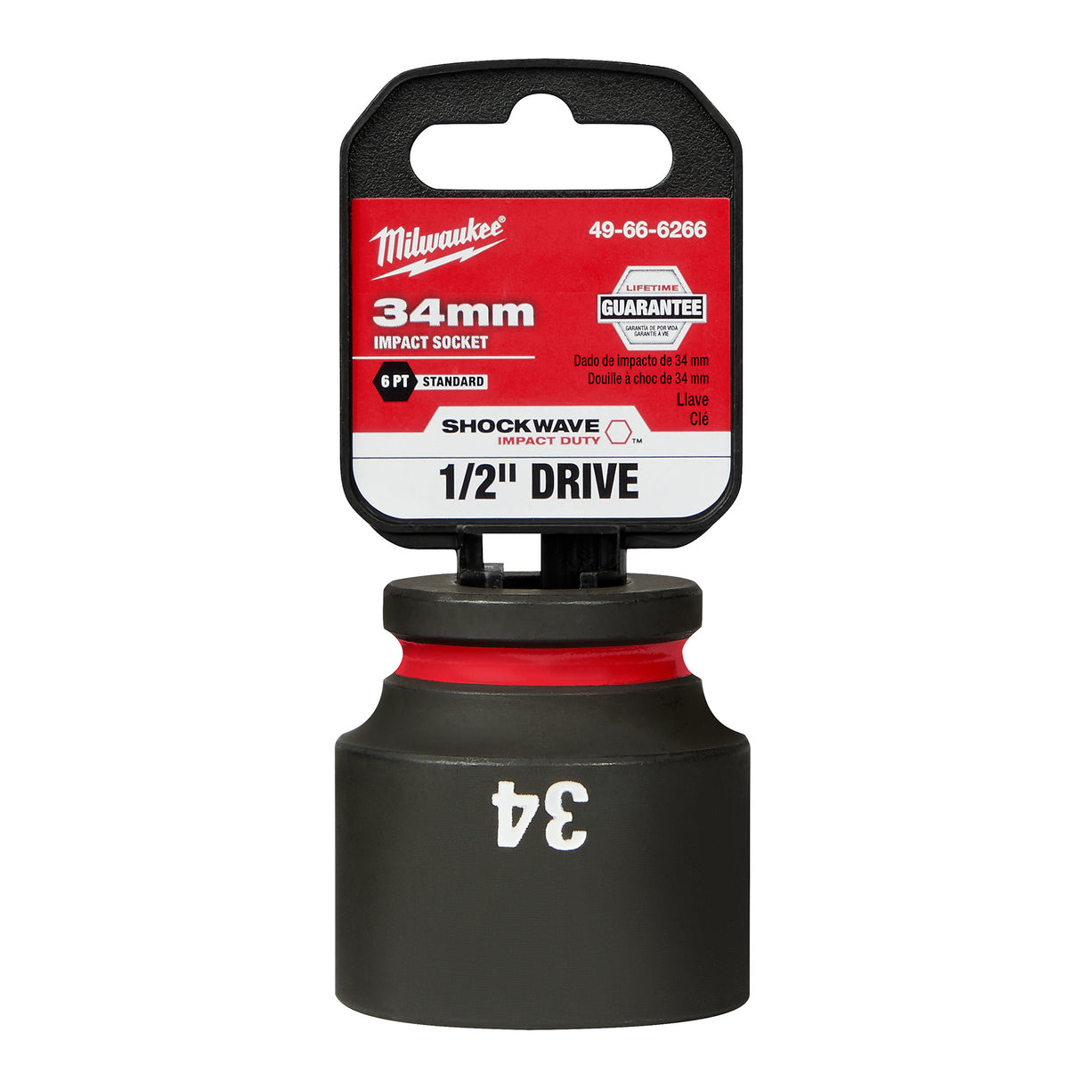 Milwaukee 1/2" Drive 34MM 6 Point Socket SHOCKWAVE Impact Duty™ 49-66-6266