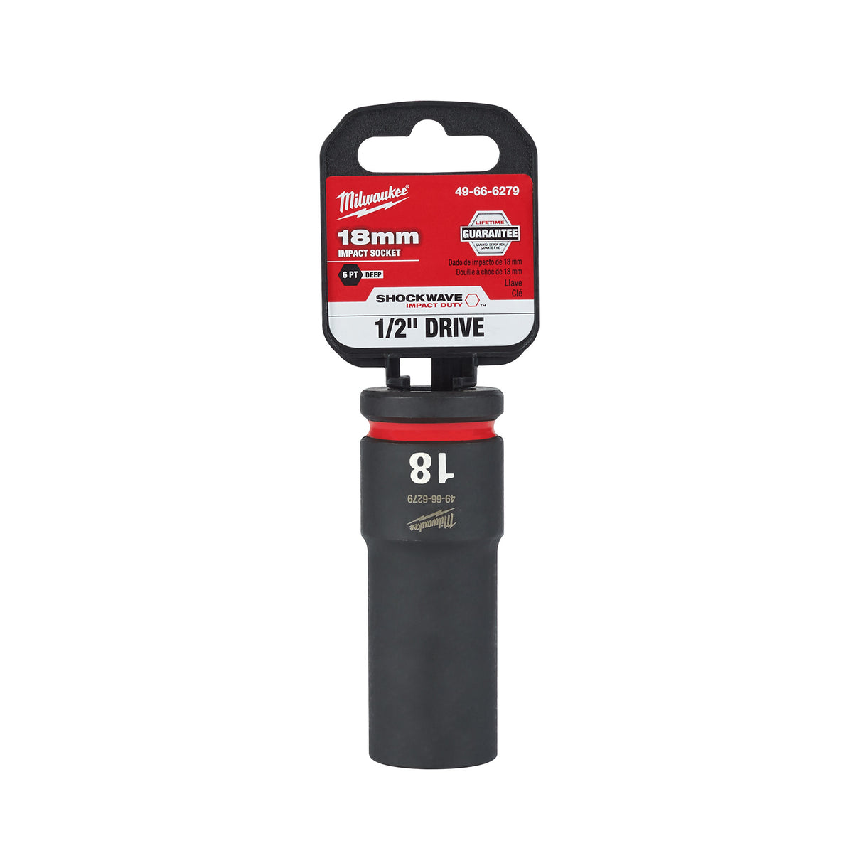 Milwaukee 1/2" Drive 18MM Deep 6 Point Socket SHOCKWAVE Impact Duty™ 49-66-6279