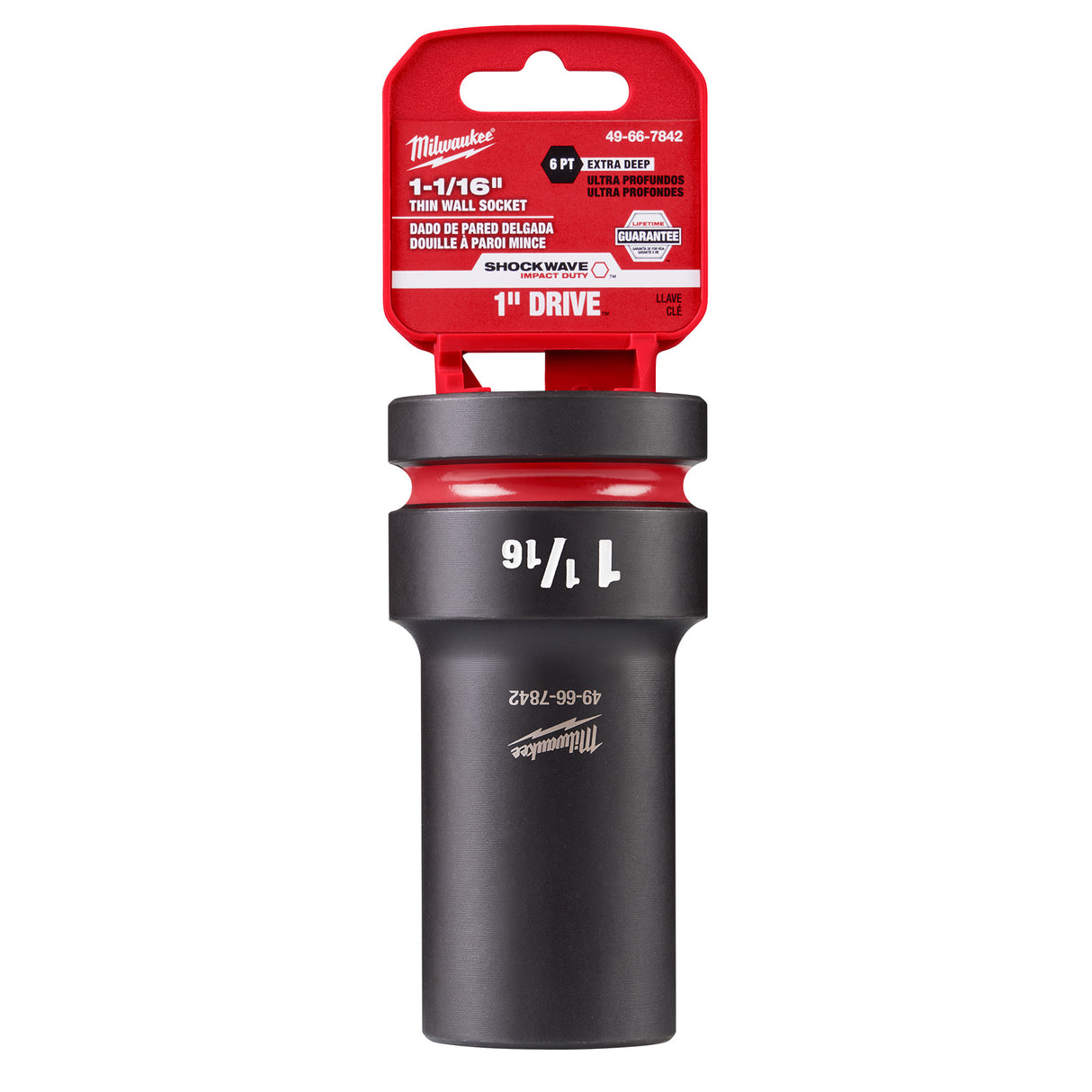 Milwaukee SHOCKWAVE™ Impact Duty 1" Drive 1-1/16" Thin Wall Extra Deep 6 Point Socket 49-66-7842