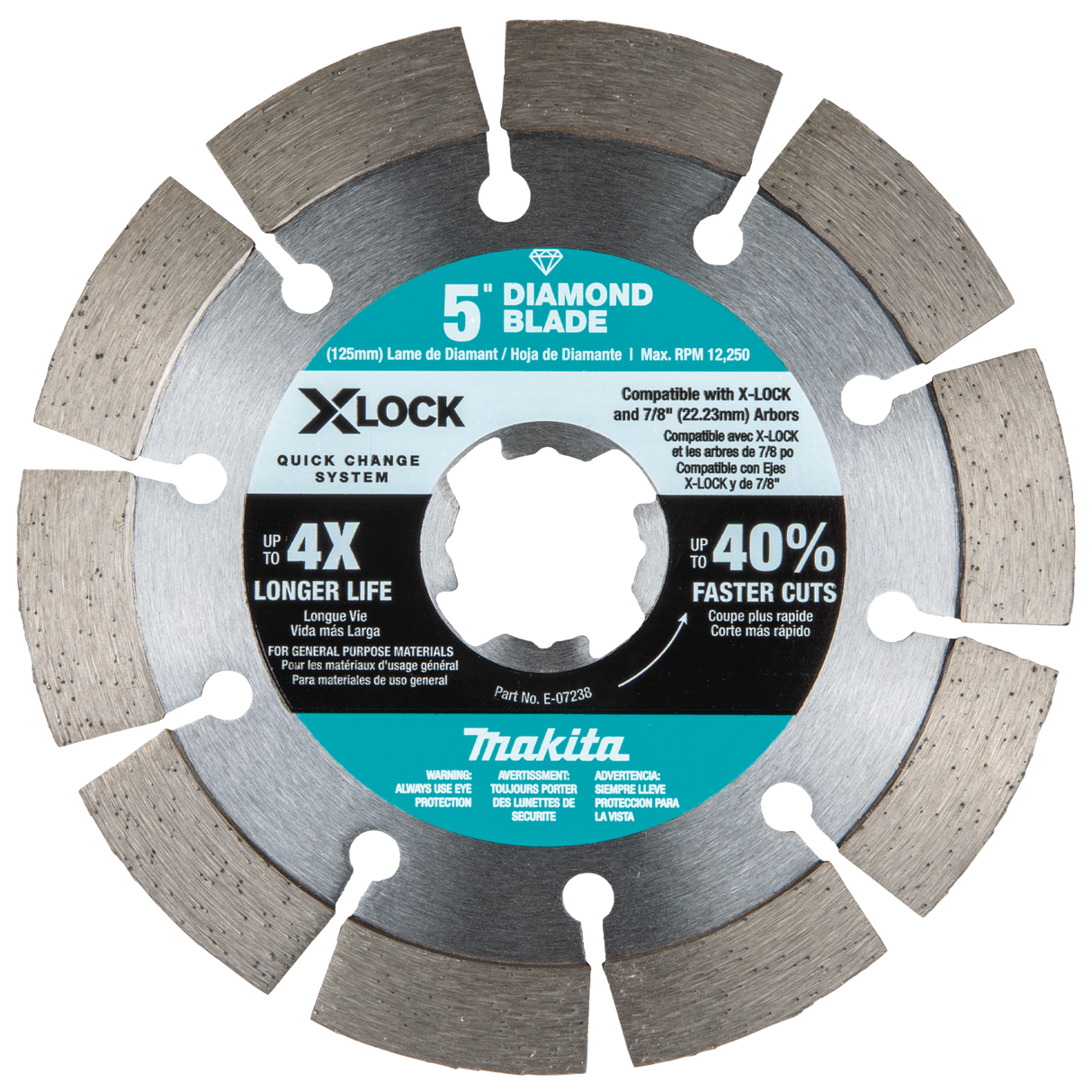 Makita E-07238 X‑LOCK 5" Segmented Diamond Blade for Masonry Cutting