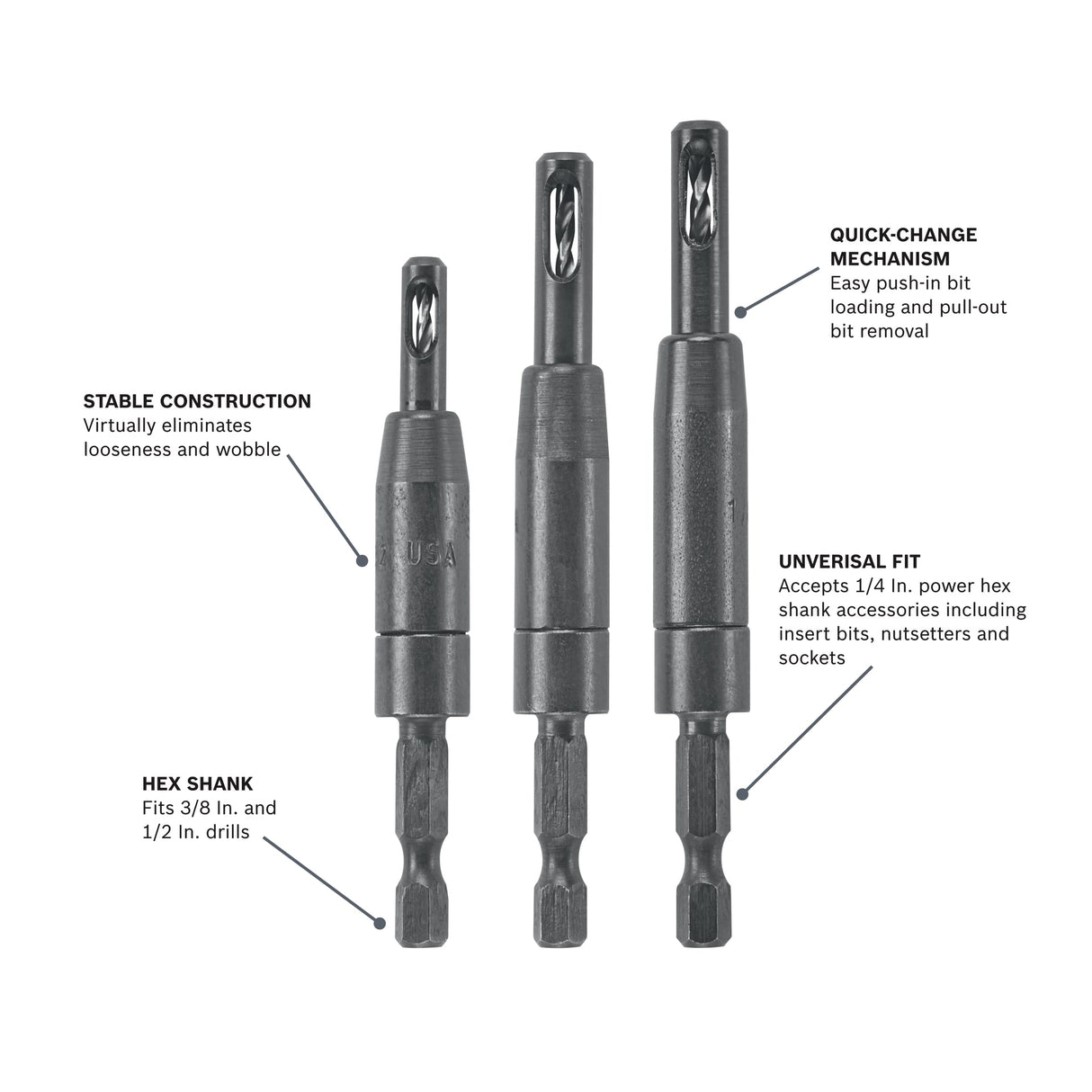 Bosch CC2430 3 Pc. Self-Centering Bit Set