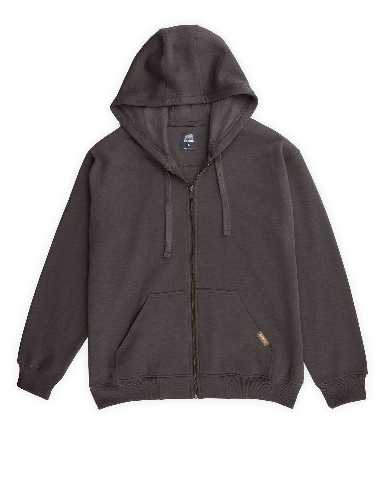 BERNE Heritage Grid Fleece-Lined Full-Zip Hooded Sweatshirt - Graphite