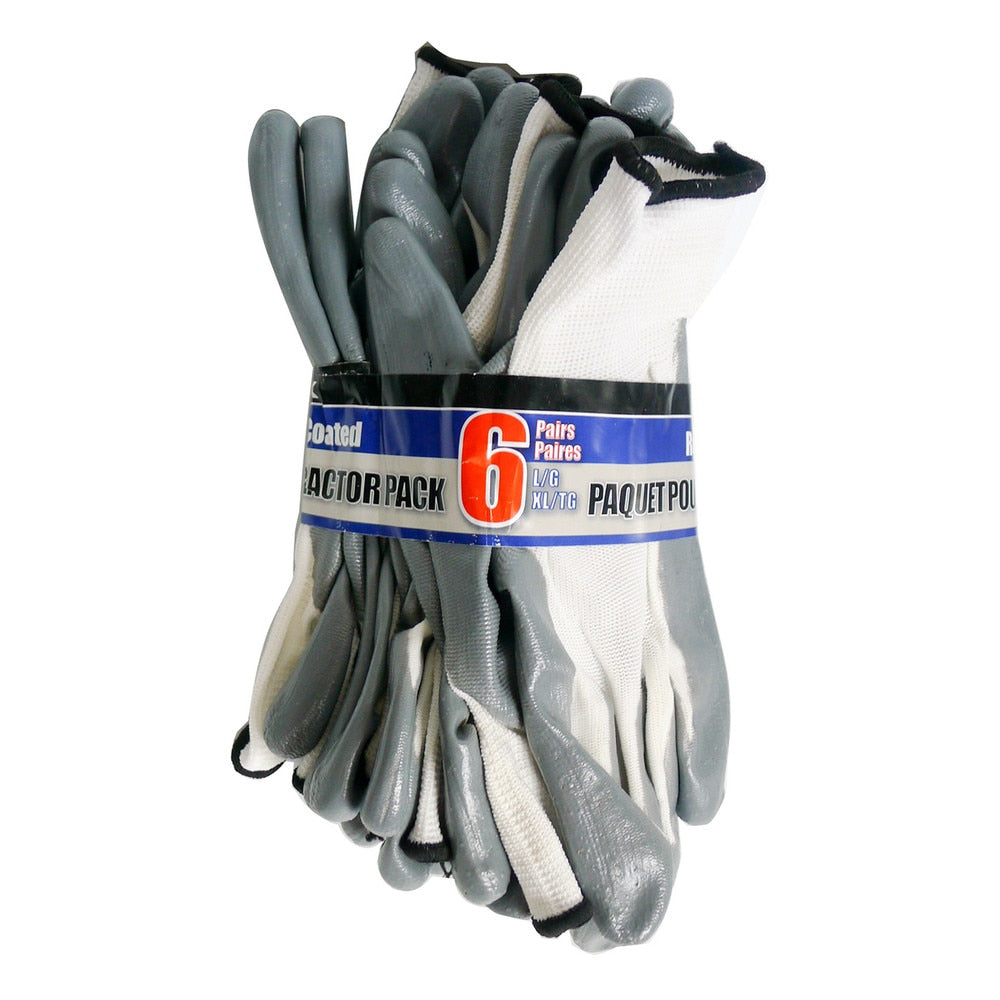ROK 70810 Nitrile Coated Gloves Grey / White 6pk
