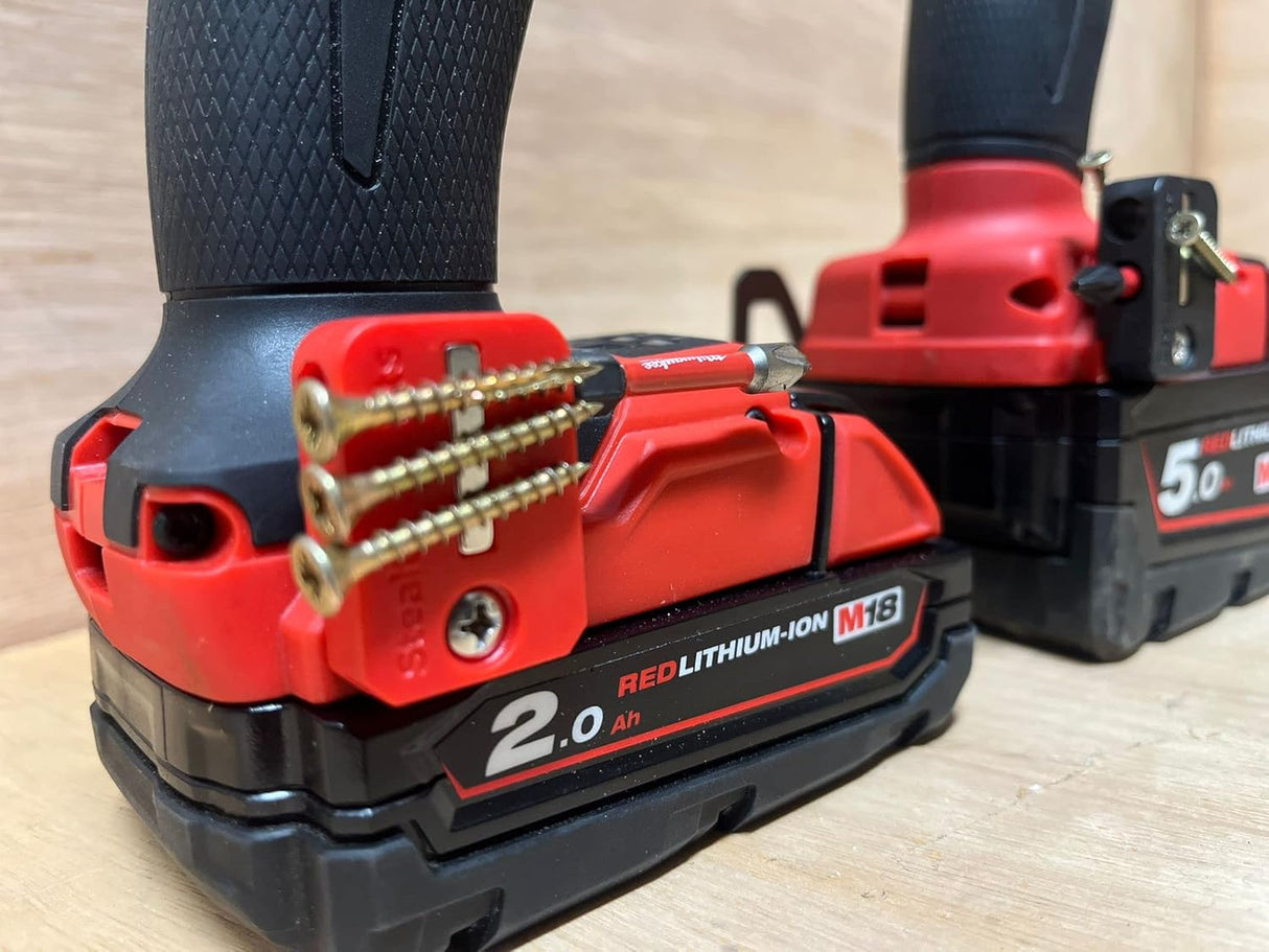 StealthMount BH-M18-S-RED Stubby Magnetic Bit Holder for Milwaukee M18 Tools (3 Pack) Red