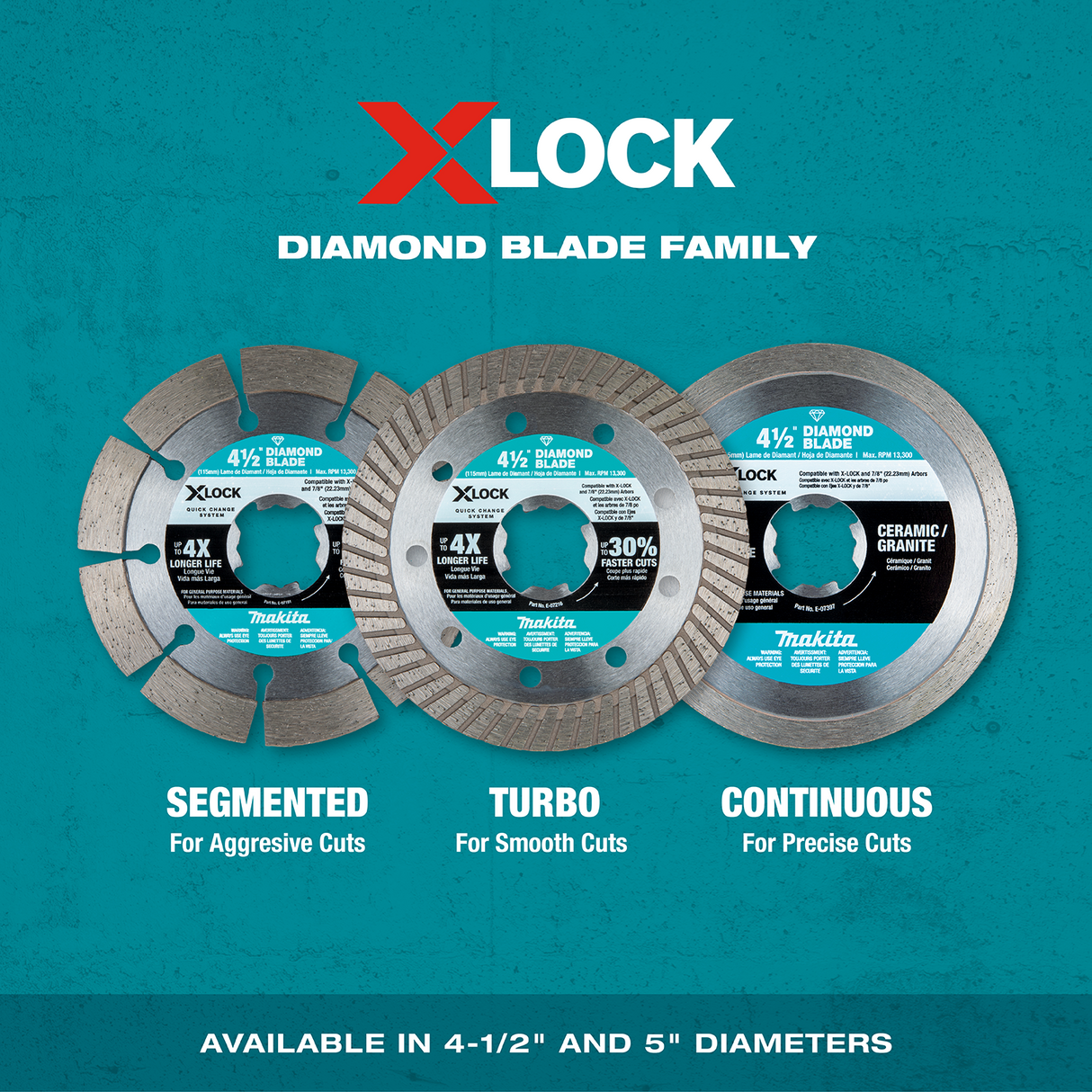Makita E-07238 X‑LOCK 5" Segmented Diamond Blade for Masonry Cutting