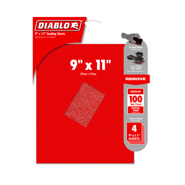 DIABLO DCS911100S04G 9" x 11" 100-Grit Sanding Sheets (4-pk)