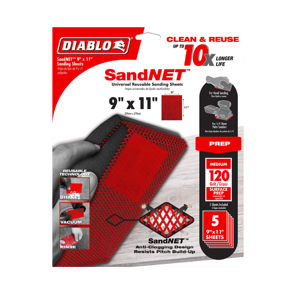 DIABLO DND911120H05G 9" x 11" Sand Demon™ 120-Grit Reusable Sanding Sheets (5-pk)