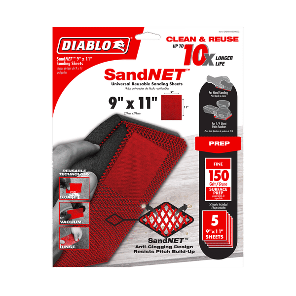 DIABLO DND911150H05G 9" x 11" Sand Demon™ 150-Grit Reusable Sanding Sheets (5-pk)