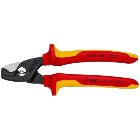 KNIPEX 95 18 160 SBA 6 1/4" StepCut Cable Shears-1000V Insulated