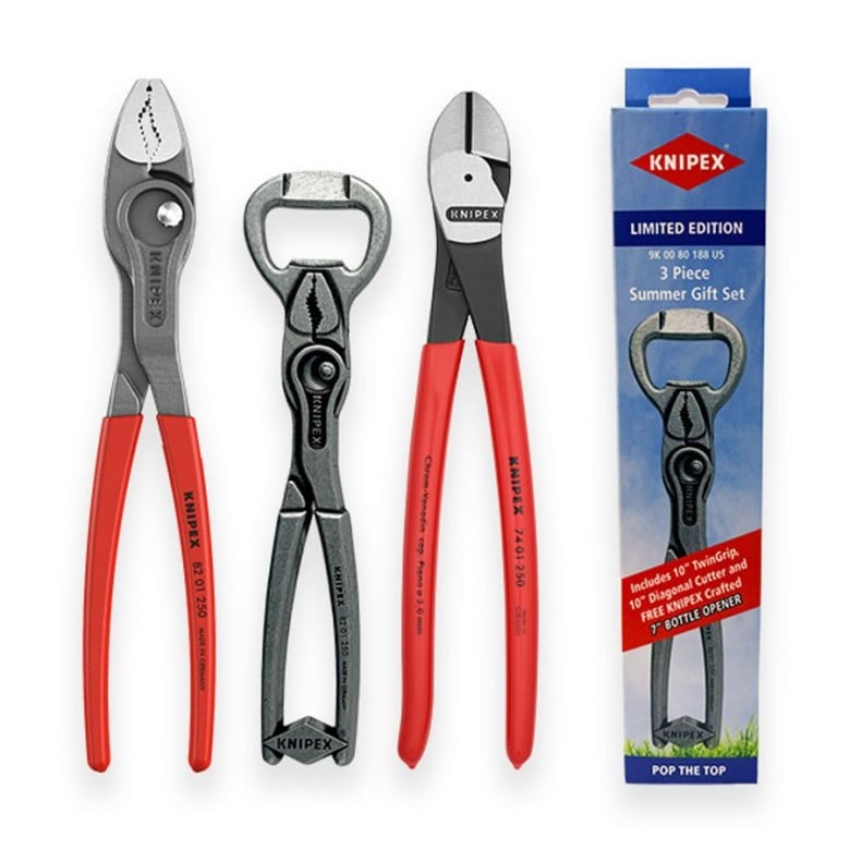 KNIPEX 9K 00 80 188 US 3 Pc Summer Gift Set with Free 7" Bottle Opener