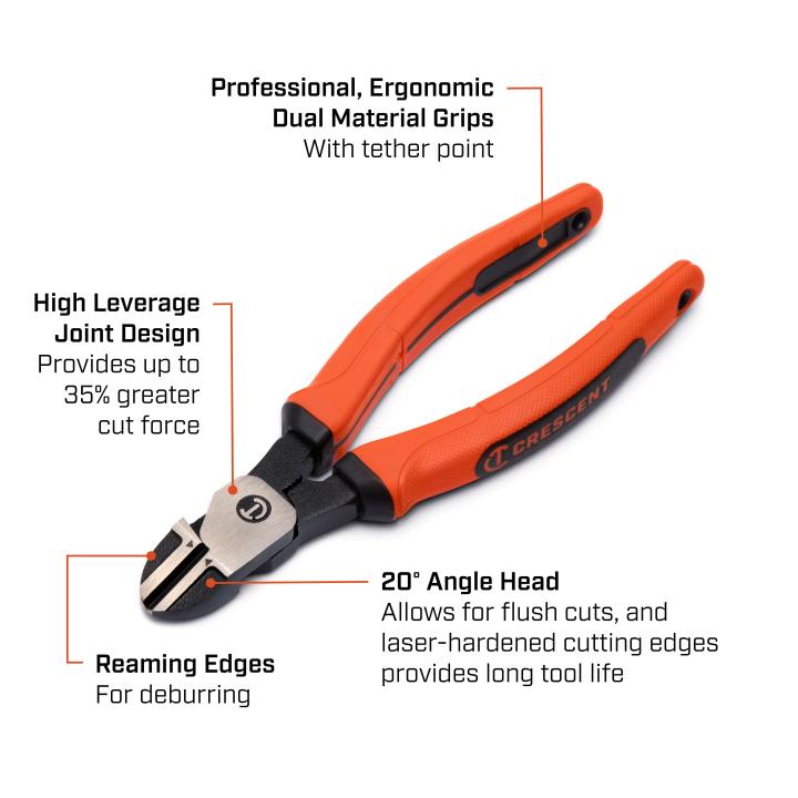 Crescent Z5426CGR-06 6" Z2 Diagonal Cutting Plier with Cushion Grip Rawhide Handle