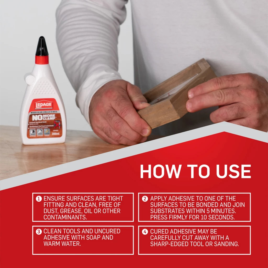 LePage 1982783 No More Clamp Wood Glue
