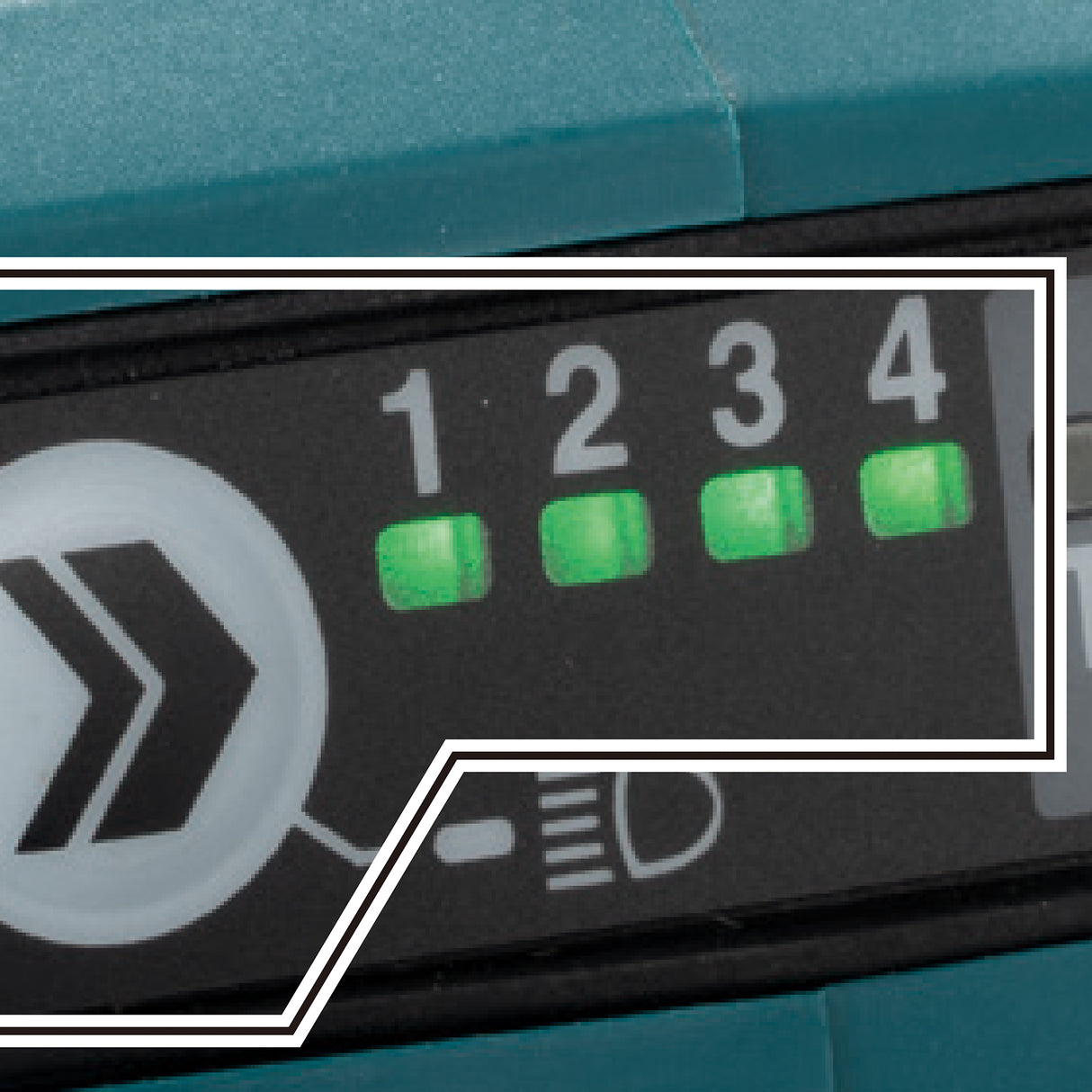Control panel with number indicators on a teal background