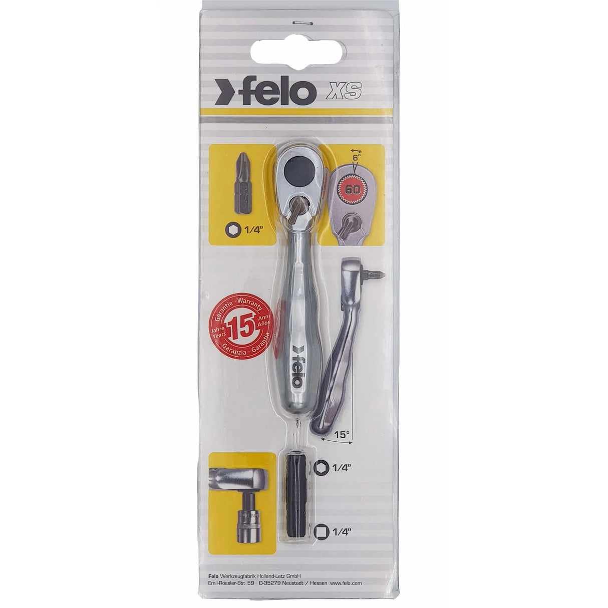 Felo Full metal Mini ratchet 1/4" MS 98 mm