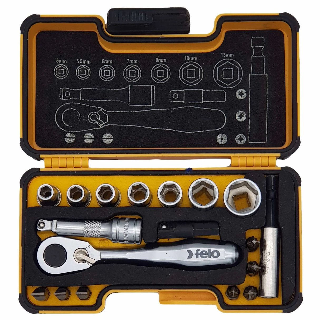 Felo XS-Strongbox XS 18 1/4" 18-pcs. PH/PZ/TORX®/SW/MS/BH