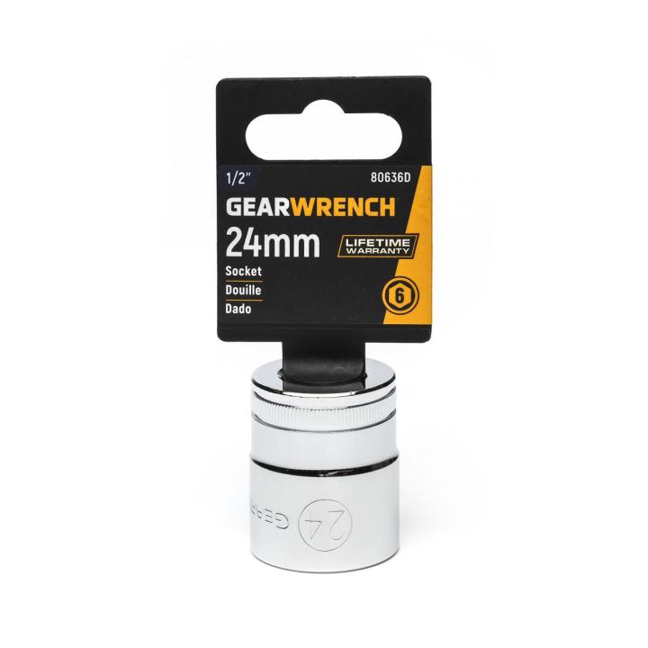 GEARWRENCH 80636D 1/2" Drive 6 Point Standard Metric Socket 24mm