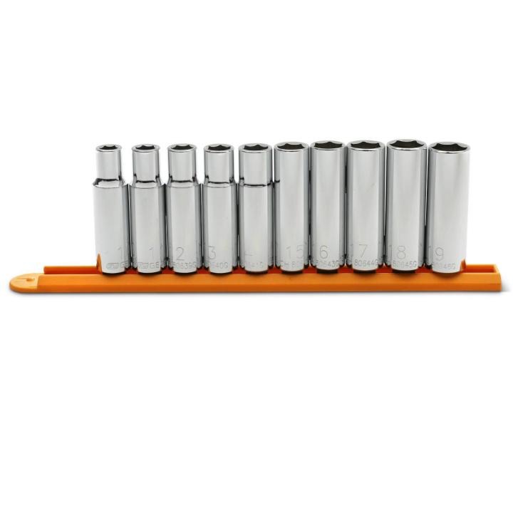 GEARWRENCH 80704 10 Piece 1/2" Drive 6 Point Deep Metric Socket Set