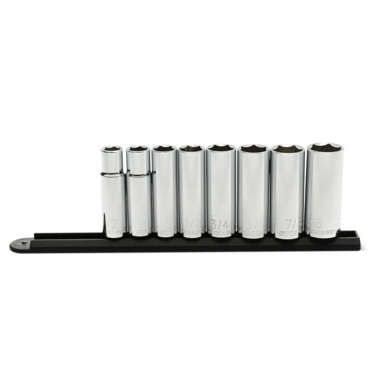 GEARWRENCH 80705 8 Piece 1/2" Drive 6 Point Deep SAE Socket Set