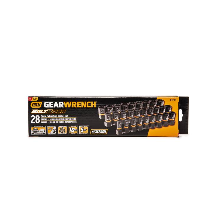 GEARWRENCH 84784 28 Piece 1/4" & 3/8" Drive Bolt Biter™ Impact Extraction Socket Set