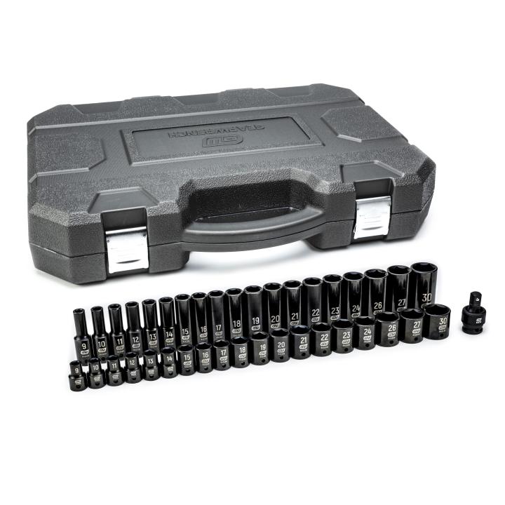 GEARWRENCH 84948N 39 Piece 1/2" Drive 6 Point Standard and Deep Impact Metric Socket Set