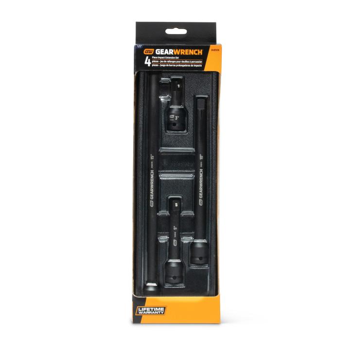 GEARWRENCH 84950N 4 Piece 1/2" Drive Impact Extension Set 3", 5", 10" & 15"