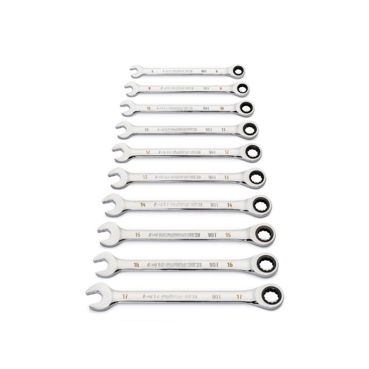 GEARWRENCH 86927 12 Piece 90-Tooth 12 Point Metric Combination Ratcheting Wrench Set