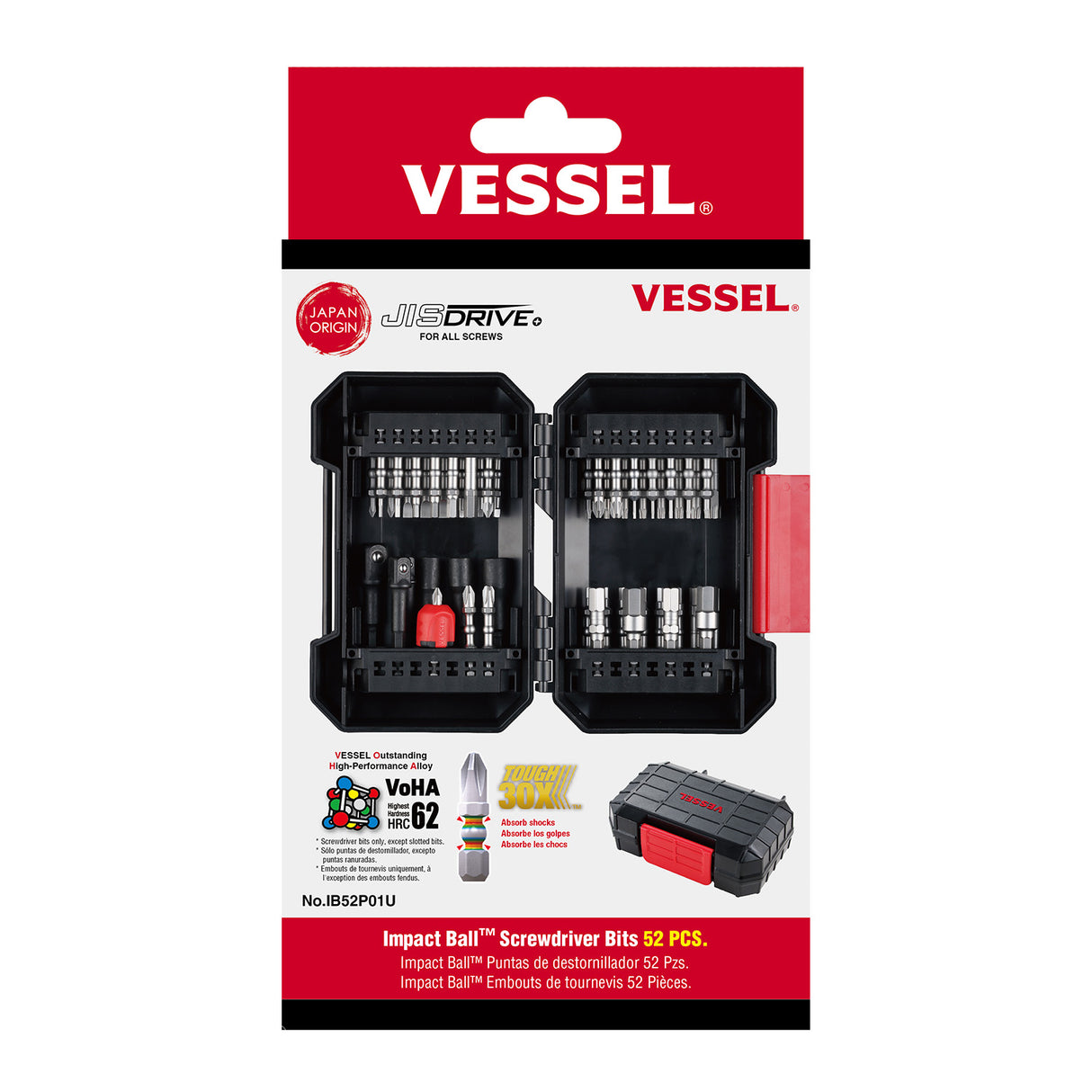 VESSEL IB52P01U Impact Ball Driver Bit Set - 52pc