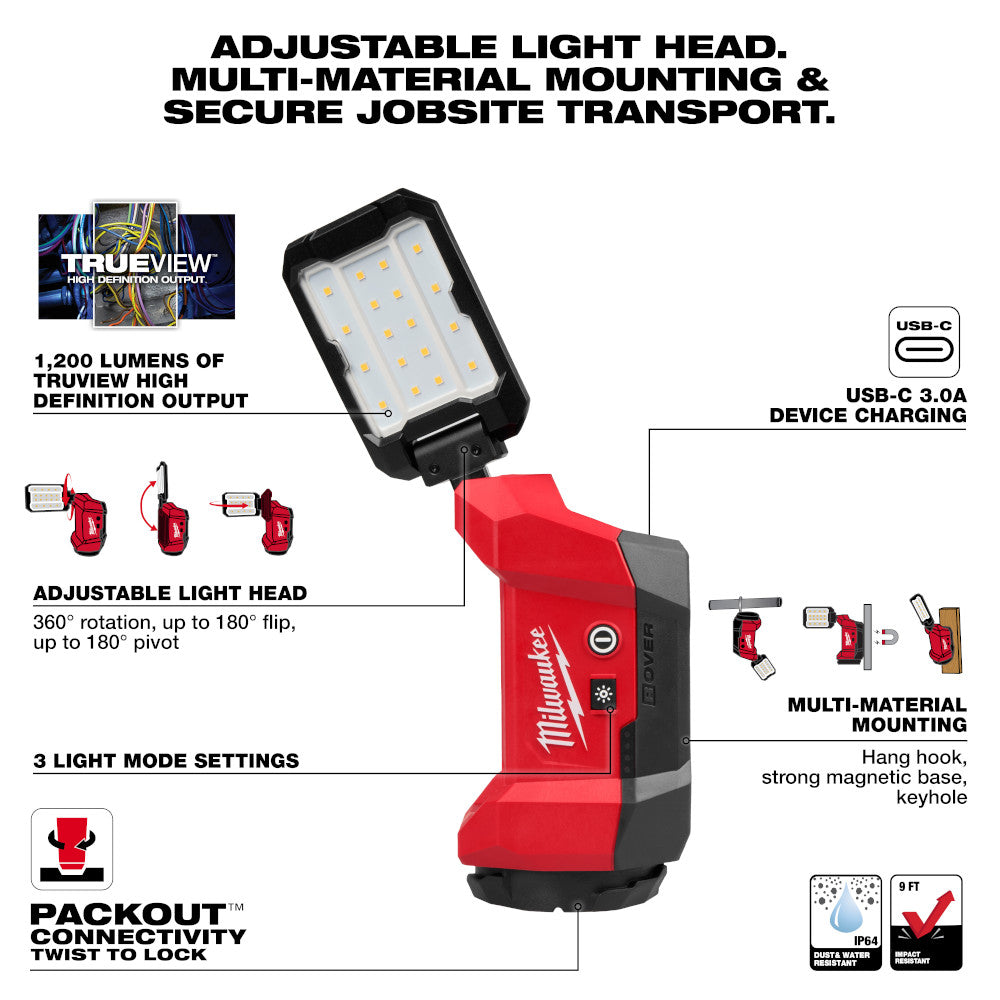 Milwaukee 2350-20 M12™ ROVER™ Multi-Directional Flood Light w/ PACKOUT™ Compatibility