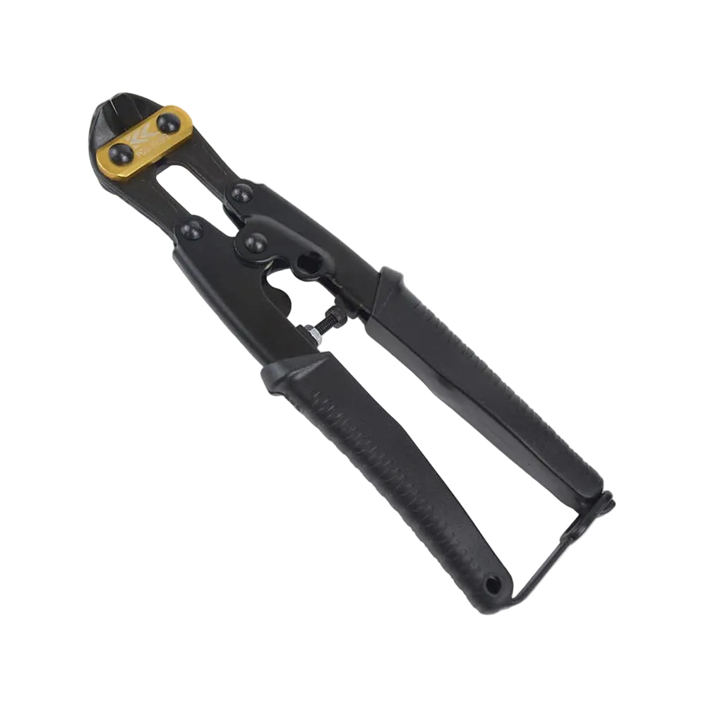 Black and yellow tool on a white background