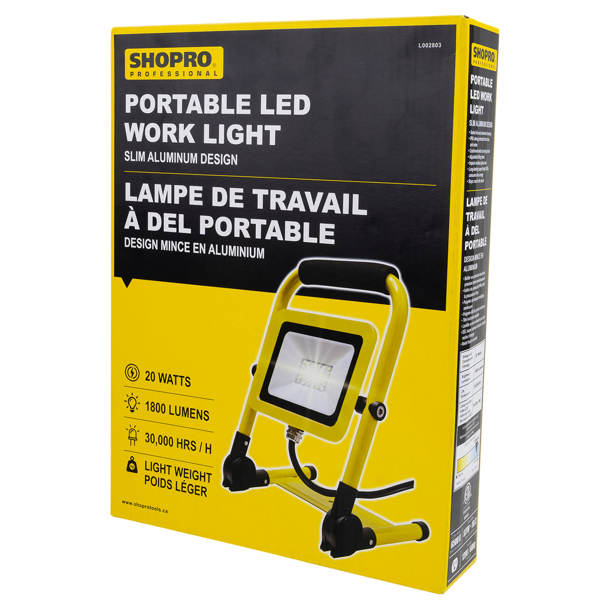 SHOPRO L002803 LED Slim Work Light-20W/1,800LM
