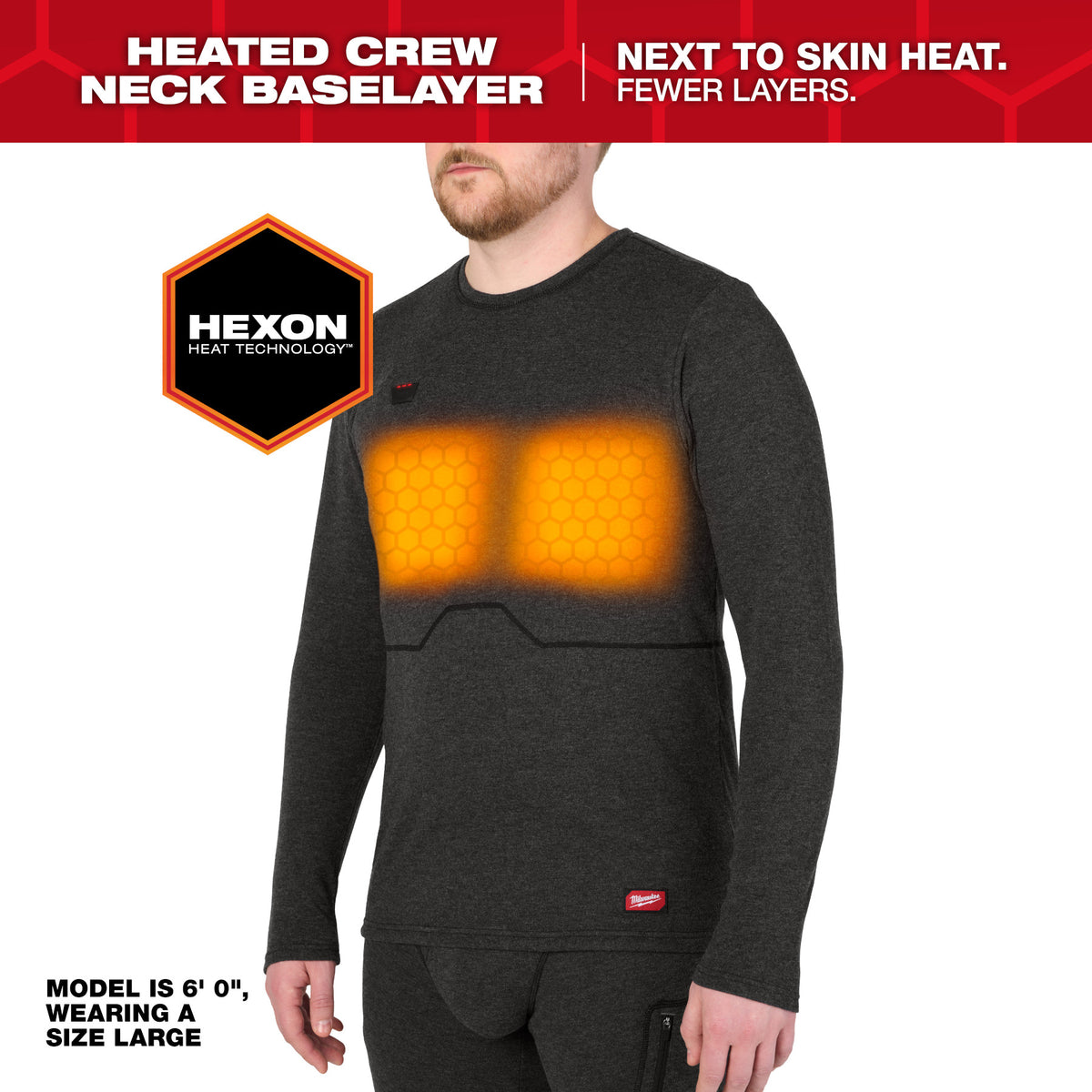 Milwaukee M500B-21 Heated Merino Wool Crew Neck Baselayer
