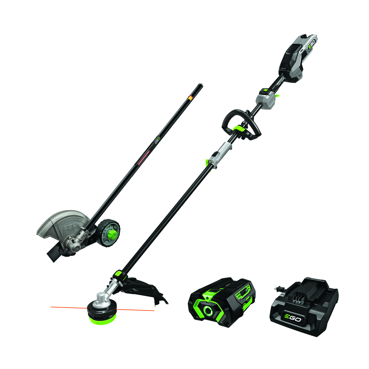 EGO MHC1603 Power+ MultiHead Combo Kit; 16 Carbon Fiber String Trimmer with POWERLOAD™, Carbon Fiber Edger, and 56V Power Head with 4.0Ah Battery and 320W Charger