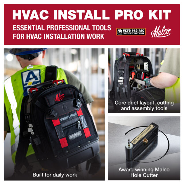 Malco® Install HVAC Pro Kit with Veto® TECH PAC Backpack
