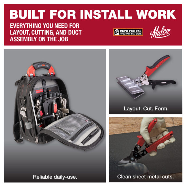 Malco® Install HVAC Pro Kit with Veto® TECH PAC Backpack