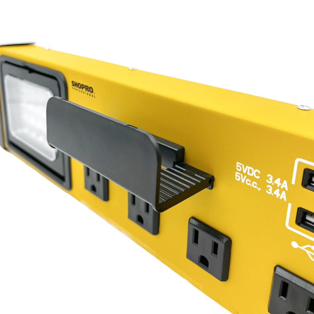 SHOPRO P010718 6- Outlet PowerStation and Dual LED Worklight with 2 USBs