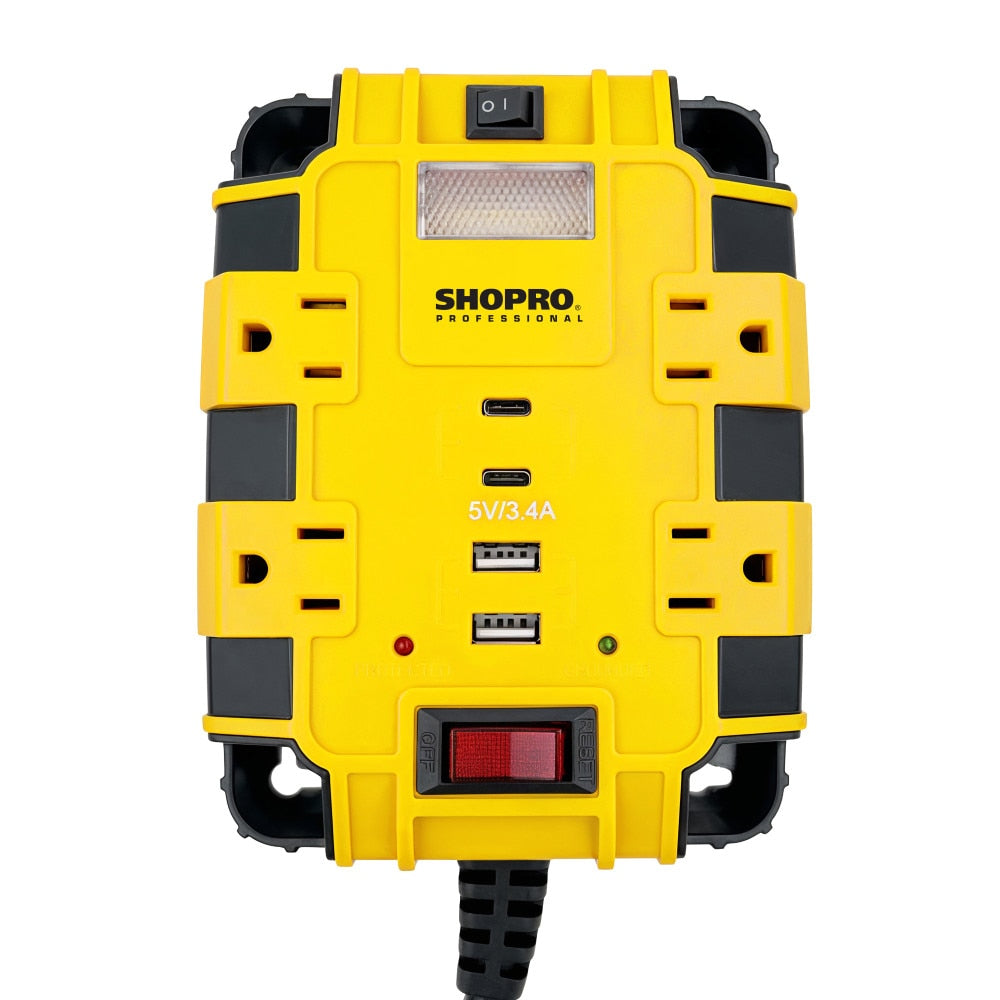 SHOPRO P010722 4- OutLet Magnetic PowerHub with LED Light with 4 USBs