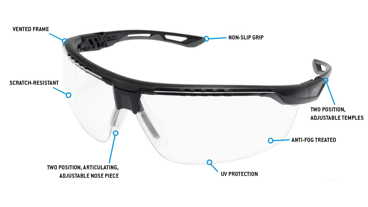 PYRAMEX TruFlex Half Frame Clear Lens Safety Glasses With H2X Anti-fog