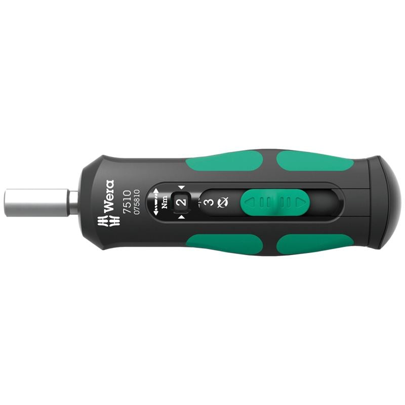 Wera 05075810001 7510 Kraftform Safe-Torque Speed Torque screwdriver, 1-3 Nm, 1/4in x 1.0 Nm x 1.5 Nm x 2.0 Nm x 2.5 Nm x 3.0 Nm x 147.5 mm