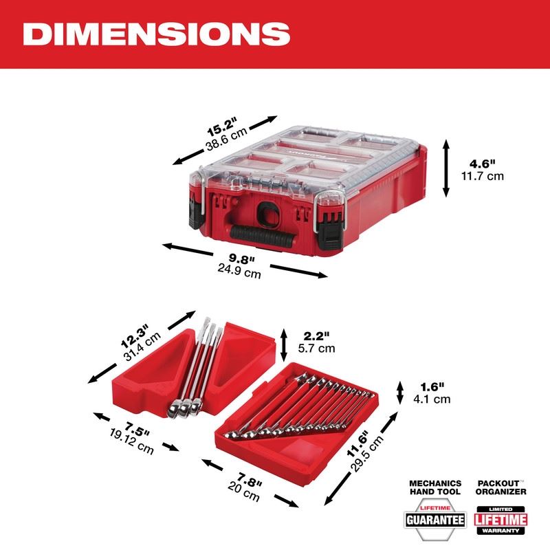 Milwaukee 48-22-9484 15pc SAE Combination Wrench Set with PACKOUT Compact Organizer