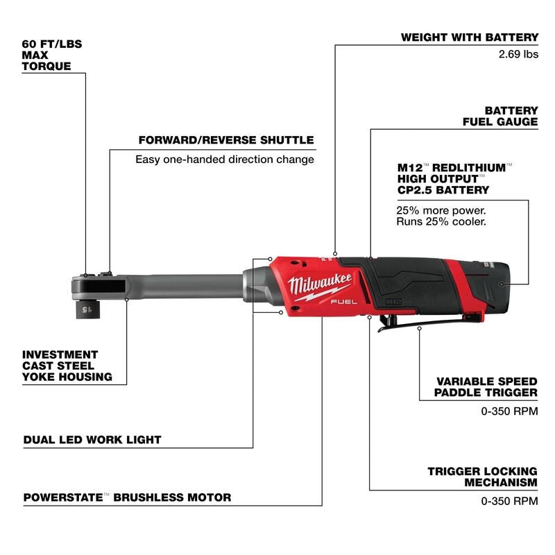 Milwaukee 3050-21 M12 FUEL INSIDER  Extended Reach Box Ratchet