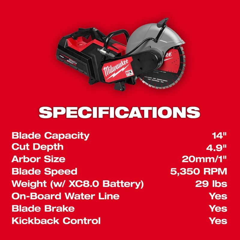 Milwaukee MXF315-2XC MX FUEL 14in Cut-Off Saw w/ RAPIDSTOP Kit