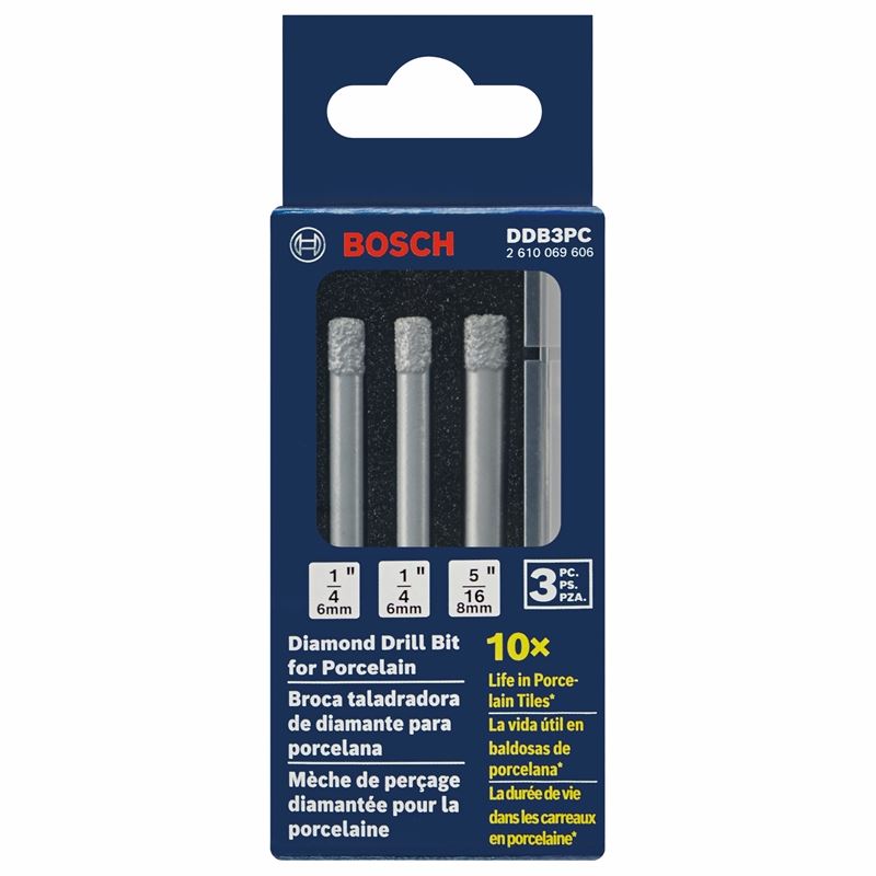 Bosch DDB3PC 3 pc. Porcelain Diamond Drill Bit Set