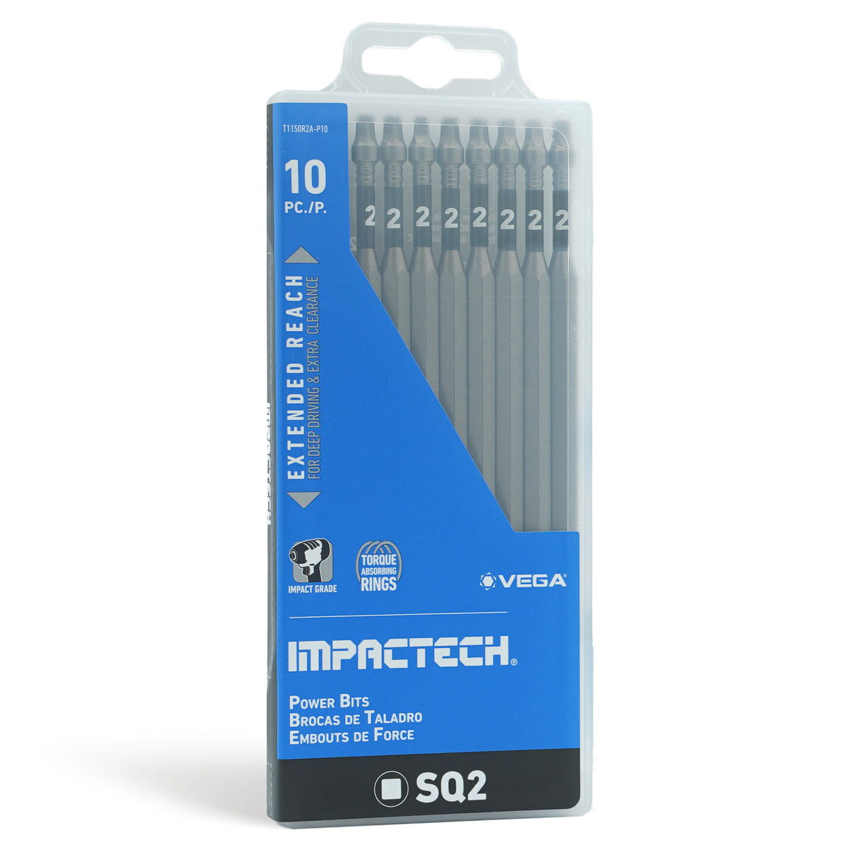 Impactech Square #2 Power Bit x 6" - Plastic Case 10pc