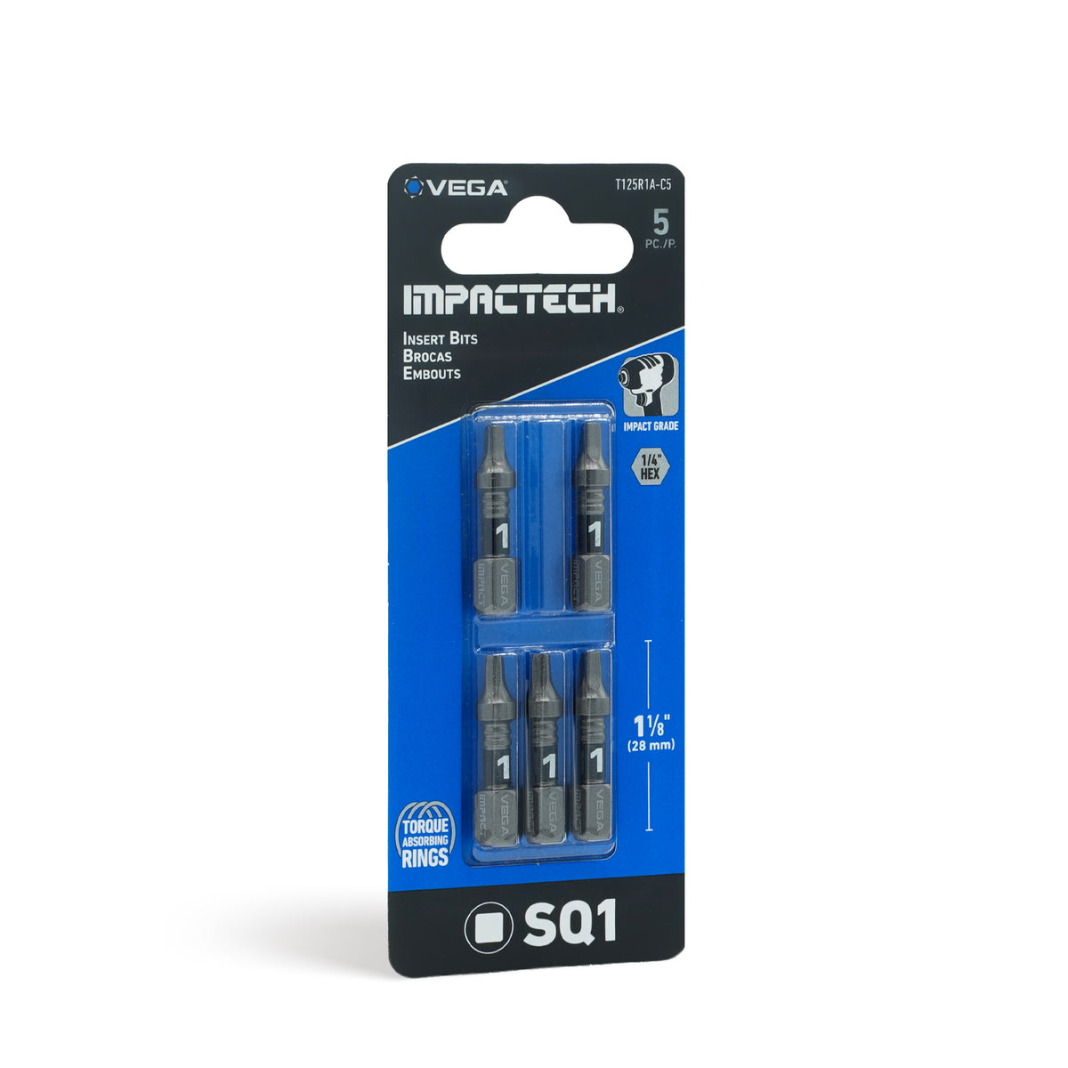 Impactech Square #1 Insert Bit x 1" - Carded 5pc