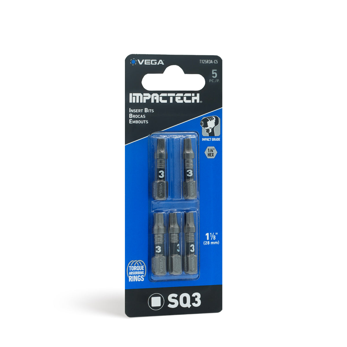 Impactech Square #3 Insert Bit x 1" - Carded 5pc